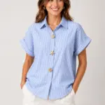 Chemise Broché - Bleu Rayé