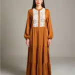 Robe Broderie - Caramel
